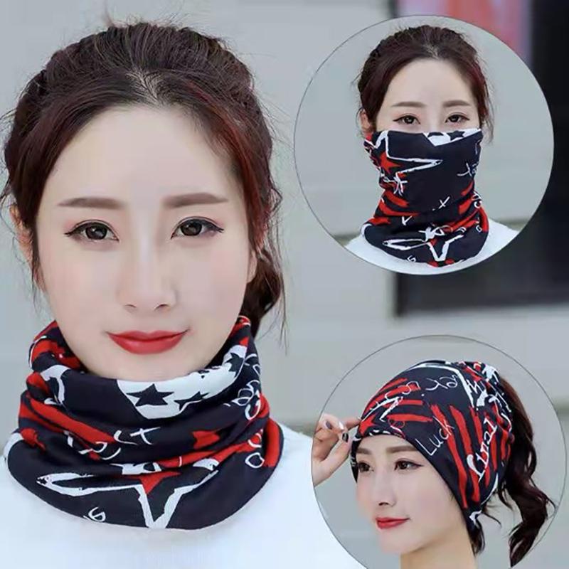 Fashion Double Head Cap Bib Twist Cap Multi-Functional Printed Scarf Cover Cap Neck Cap Face Mask Headscarf Cap
