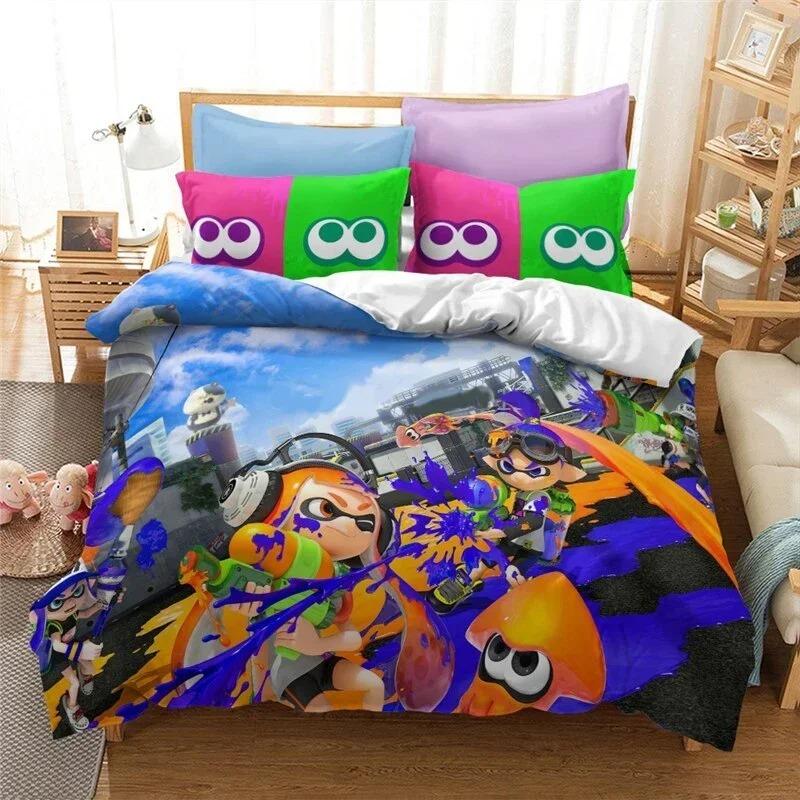 Comforter 3D Print Game Splatoons Bedding Set 3D Printed Suitable For Bedroom Kids Home Textile