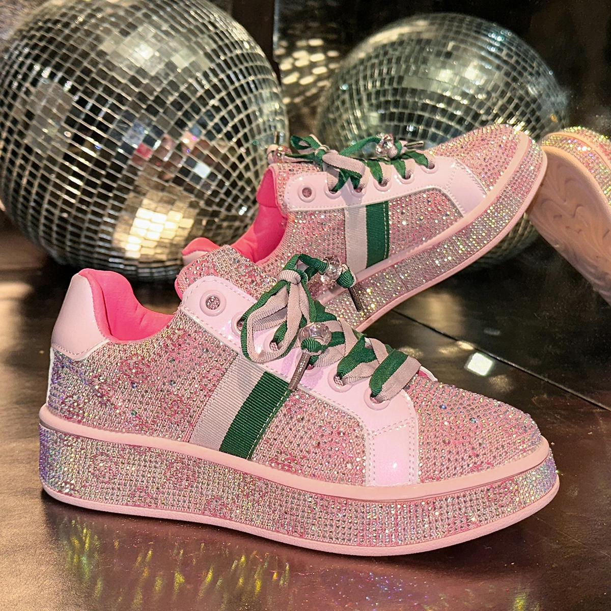 

Fashion Women Trend Platform Sneakers Lace Up Rhinestone Casual Shoes Fashion Shiny Ladies Shoes High End Luxury Designer Shoes 35