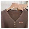 Women's Integrated Velvet V-neck Sweater for Autumn and Winter with Plush and Thickened Slim Knitted Base Sweater