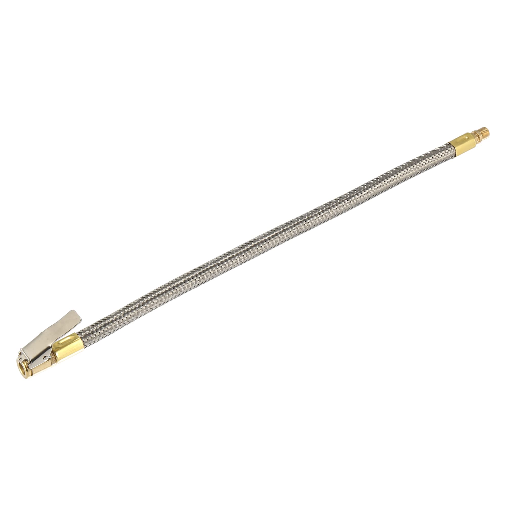 

X AUTOHAUX Пневмопатрон Накачка Клапан шины Соединительная трубка Компрессор Насос Гибкая Нержавеющая сталь 30cm золотой