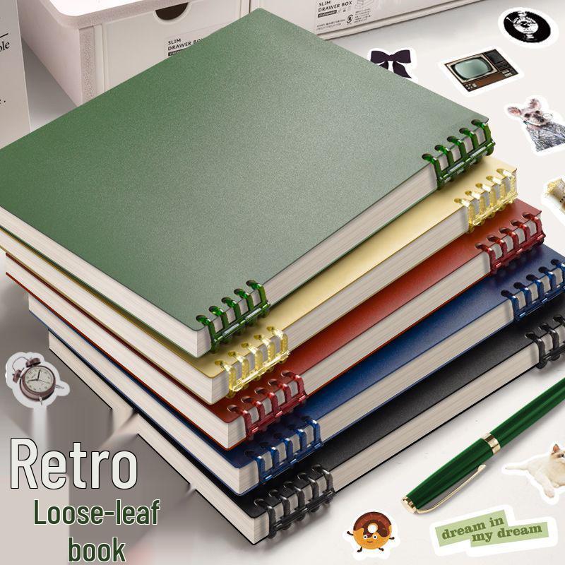 Retro Loose-Leaf Multi-Color Refillable Notebook - B5/A5