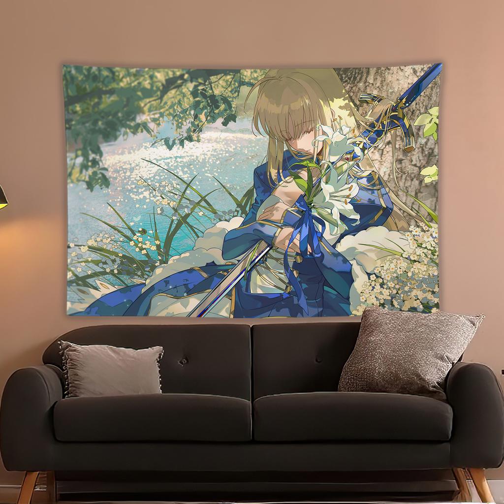 Anime FATE Printed Tapestry Tarot Card Hippie Wall Hanging Warm Room Banner Dormitory Bedroom Decoration Party Decoration