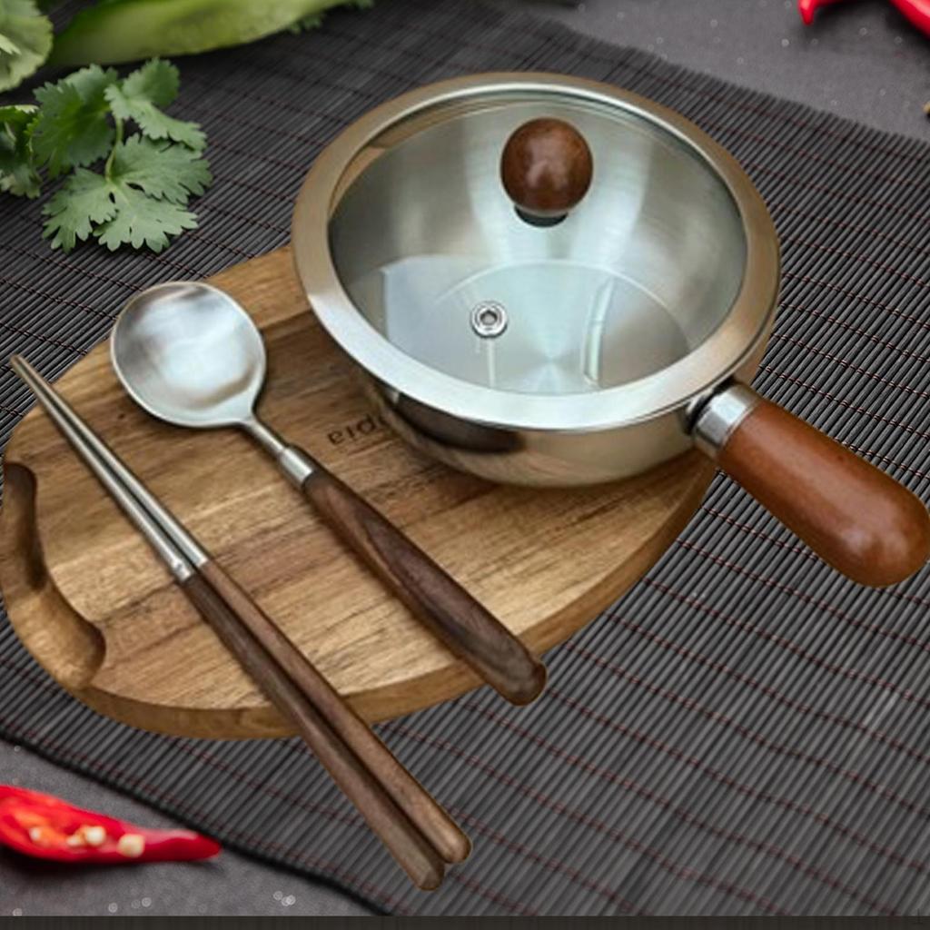 Stainless Steel Saucepan Butter Warmer with Lid Multifunctional Chocolate Melt Pan Flat Non Stick