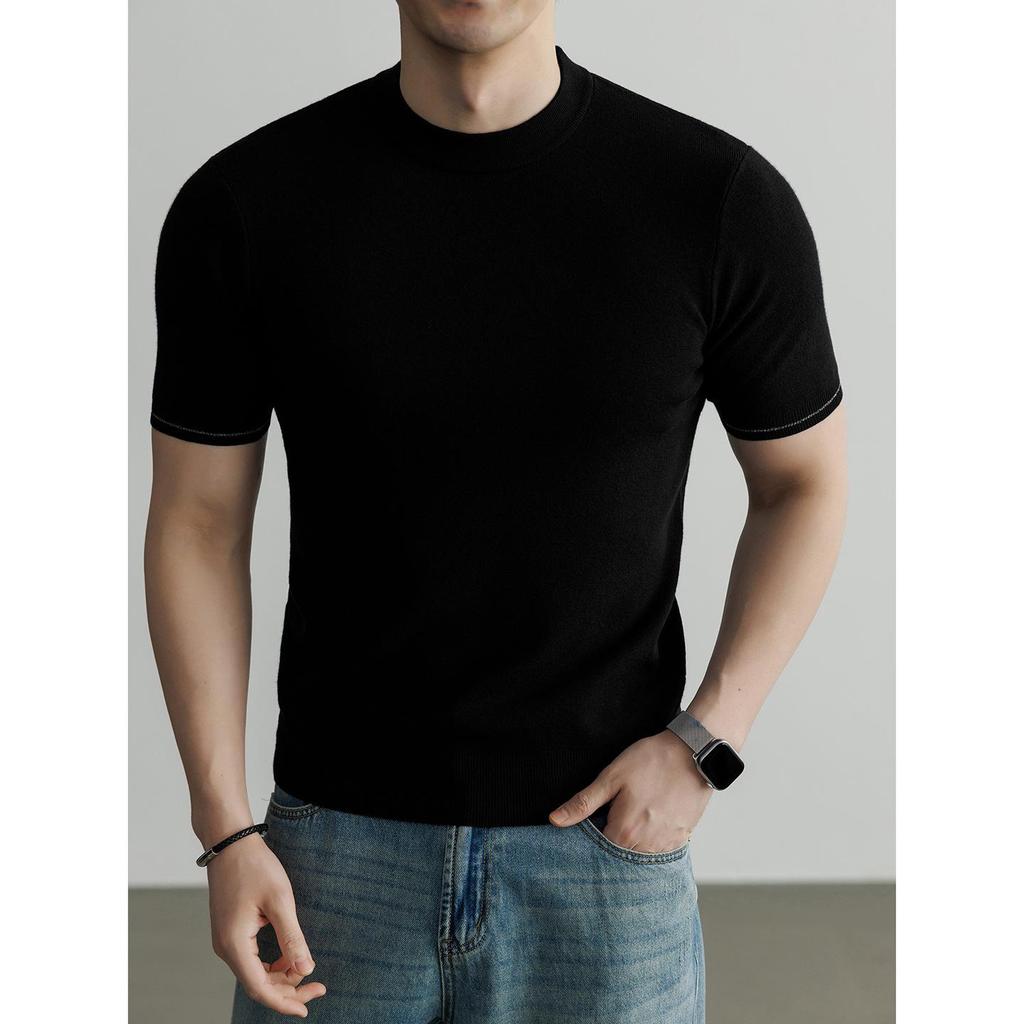 Men's Wool Mulberry Silk Knit Short Sleeve T-shirt - 2026 Spring Fashion