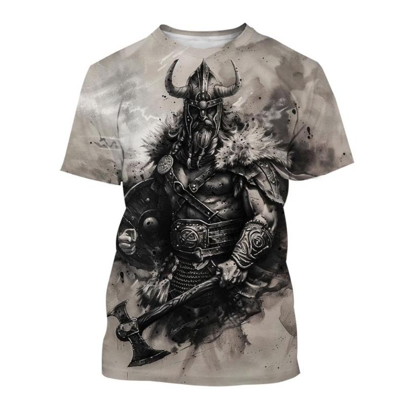 New Men's Black and White Line Tattoo Pattern 3d Short-sleeved T-shirt Tops Street Hip-hop Harajuku Cool T-shirt