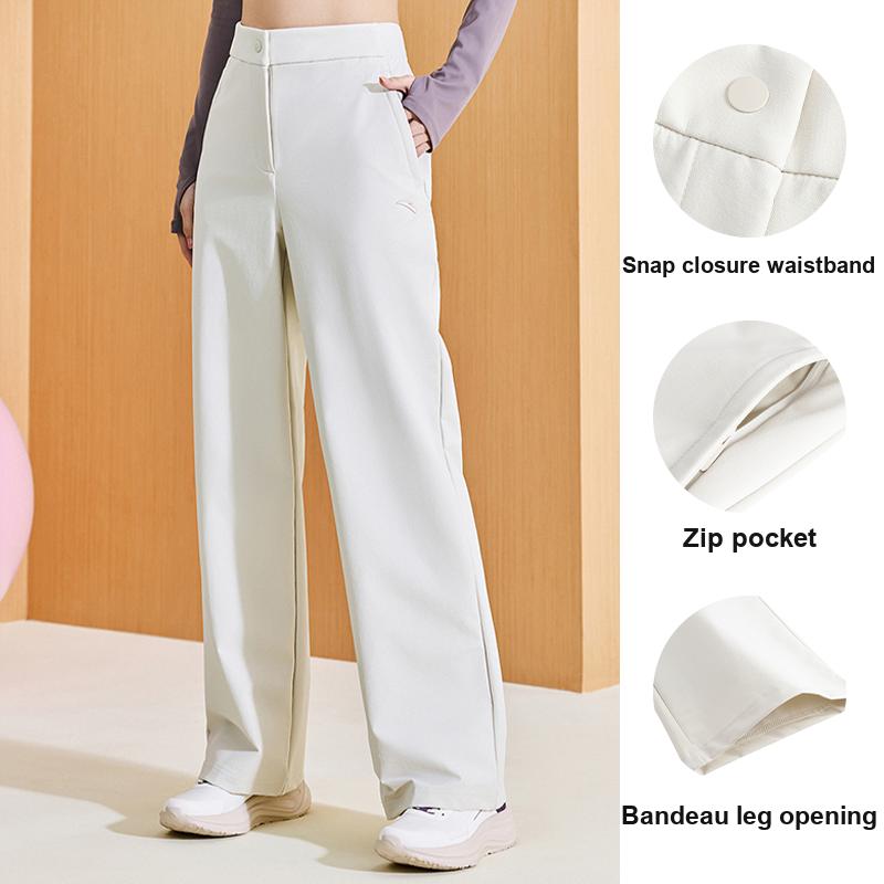 Anta Comfortable Casual Simple High-Waisted Solid Color Versatile Sports Long Pants Women Bottoms Triumphant-Gray 162517508-3