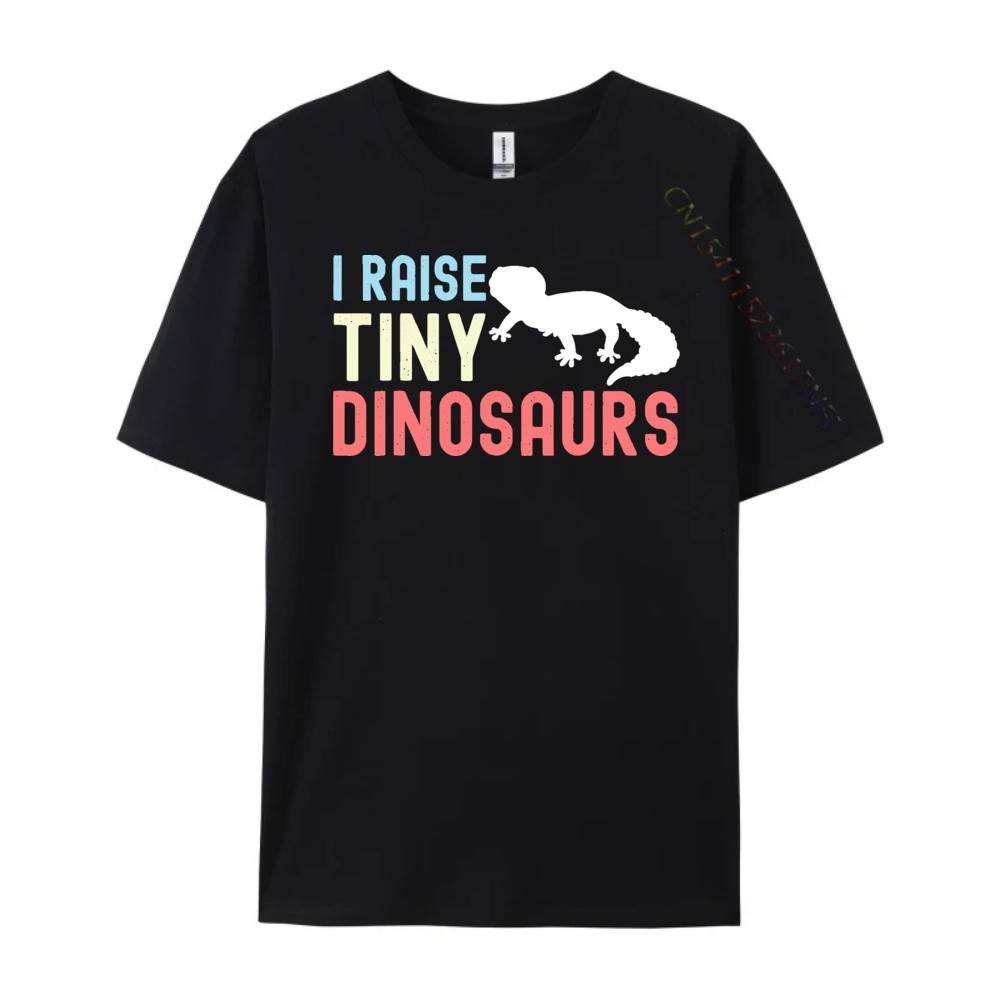 I Raise Tiny Dinosaurs Funny Leopard Gecko Mom Dad Reptile Green And White Graphic T Shirt SKINFRIENDLY Mens Shirt Hip Hop