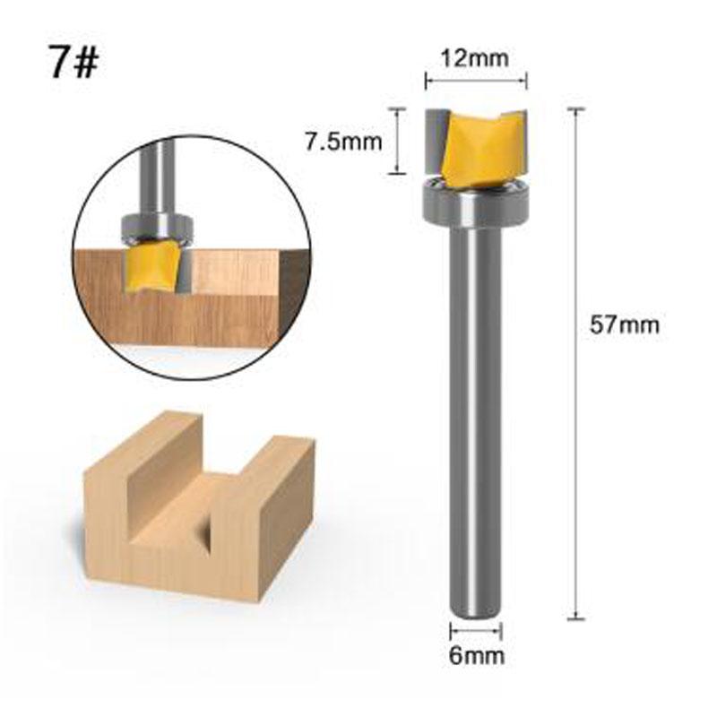 1ks 6mm šablona nástavce oříznutí závěsu Dlabací frézovací bit Přímá fréza pro čištění zapuštěných ořezů Čepová fréza pro zpracování dřeva
