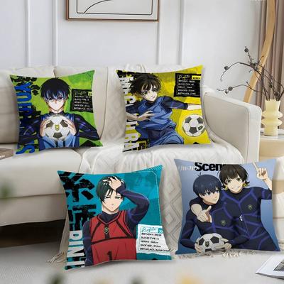 Anime B-Blue Lock Yastık Kılıfı Kısa Peluş Baskılı Yastık Kılıfı Kare Atma Yastığı Kılıfları Kanepe Ev Dekorasyonu