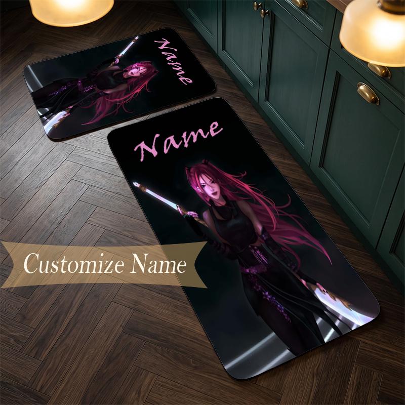 mira (14) Customize Name Flannel Kitchen Mat Soft Non-Slip Kitchen Floor Runner Rug for Home Kitchen Decor