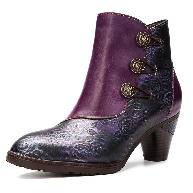 

Johnature зимние ботинки на молнии; женская обувь из натуральной кожи разных цветов; теплые плюшевые ботильоны ручной работы для отдыха с принтом в стиле ретро 40