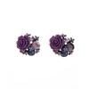 Purple Rose Flower Diamond Stud Earrings Feminine Elegance Niche Earrings Vintage Retro Unique Earrings