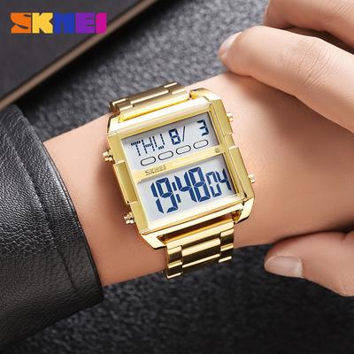Square Men's Steel Belt Watch Electronic Watch Multifunctional Waterproof Electronic Watch