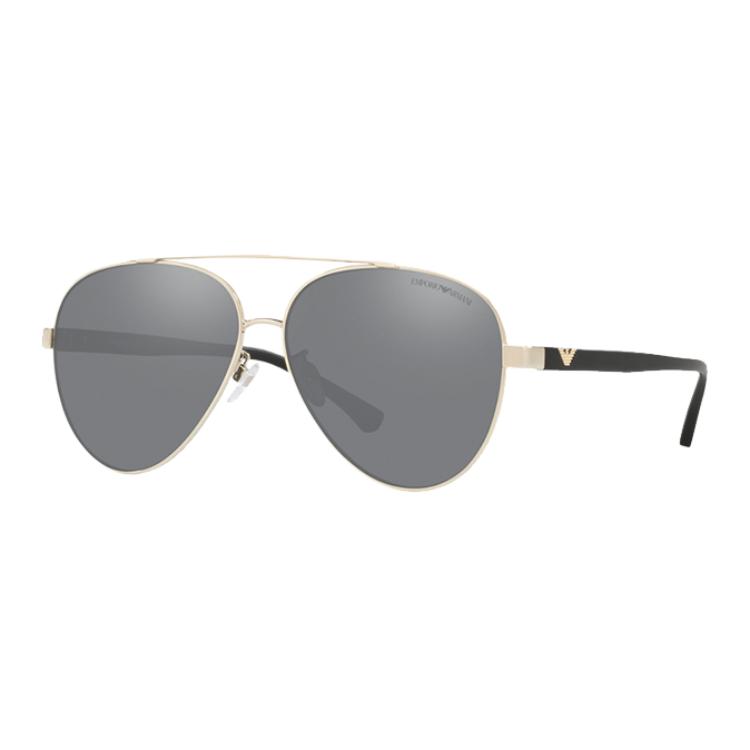 

EMPORIO ARMANI Classic Aviator Alloy Sunglasses Gold Frame Grey Lenses Unisex серый