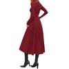 Damenmode Lässig A-Linie Elegant Bescheidenes Winter-Partykleid Langarm Midi-Kleid