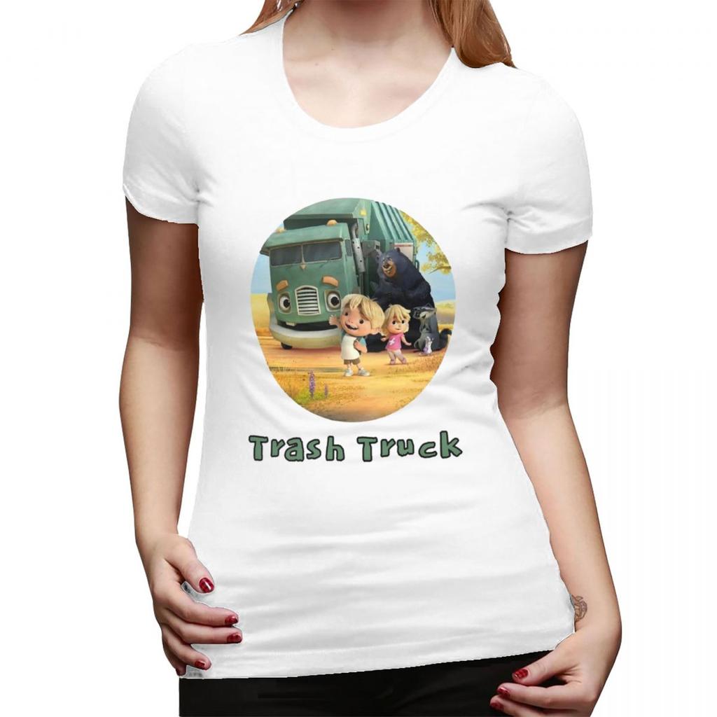 Trash Truck Animation TShirt for Women Round Neck Streetwear T Shirts Womens Tees Short Summer Clothes Tops