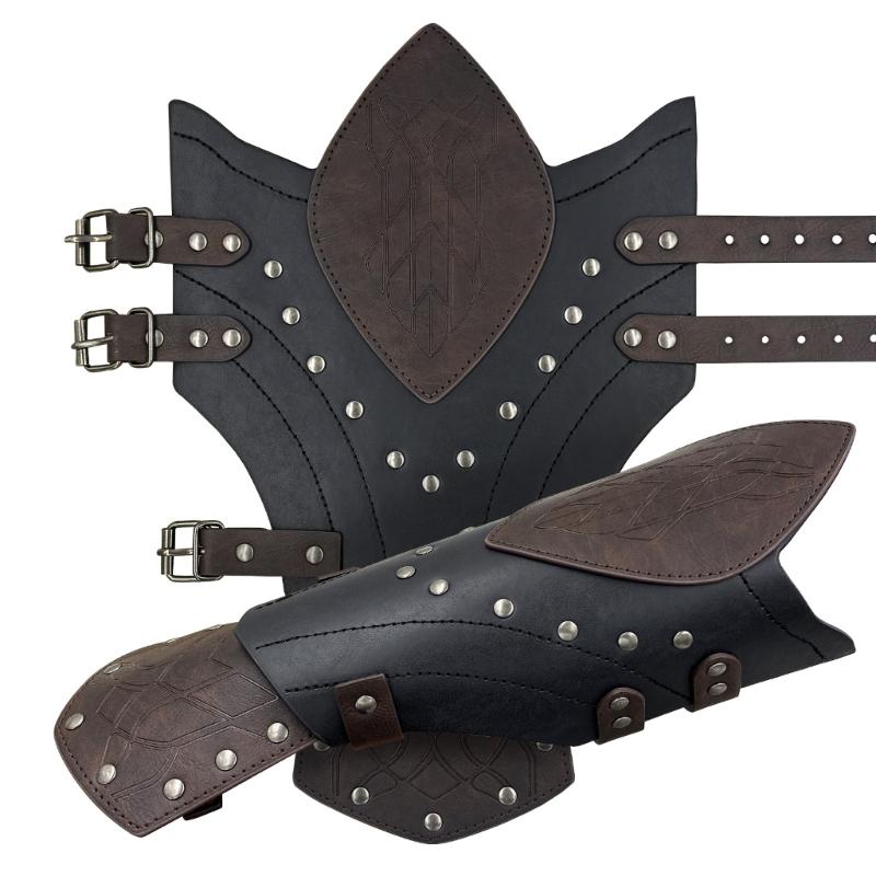Historical Arm Guards Roleplay Arm Gauntlets Vintage Armband Medieval Arm Guard Festival Costume PU Leather Arm Bracers