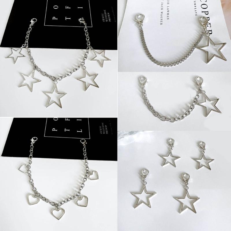 Stylish Shoe Chain Unique Hollow Star Pendant Martins Boots Chains Canvas Shoes Buckles for Casual and Formal Occasions