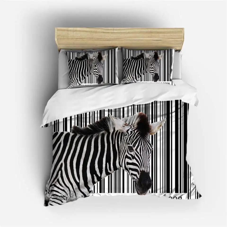 3D Animal Bedding Set Quilt Cover Zebra Pattern Duvet Cover With Pillowcases Full Queen King Soft Comforter Cover Home Textile