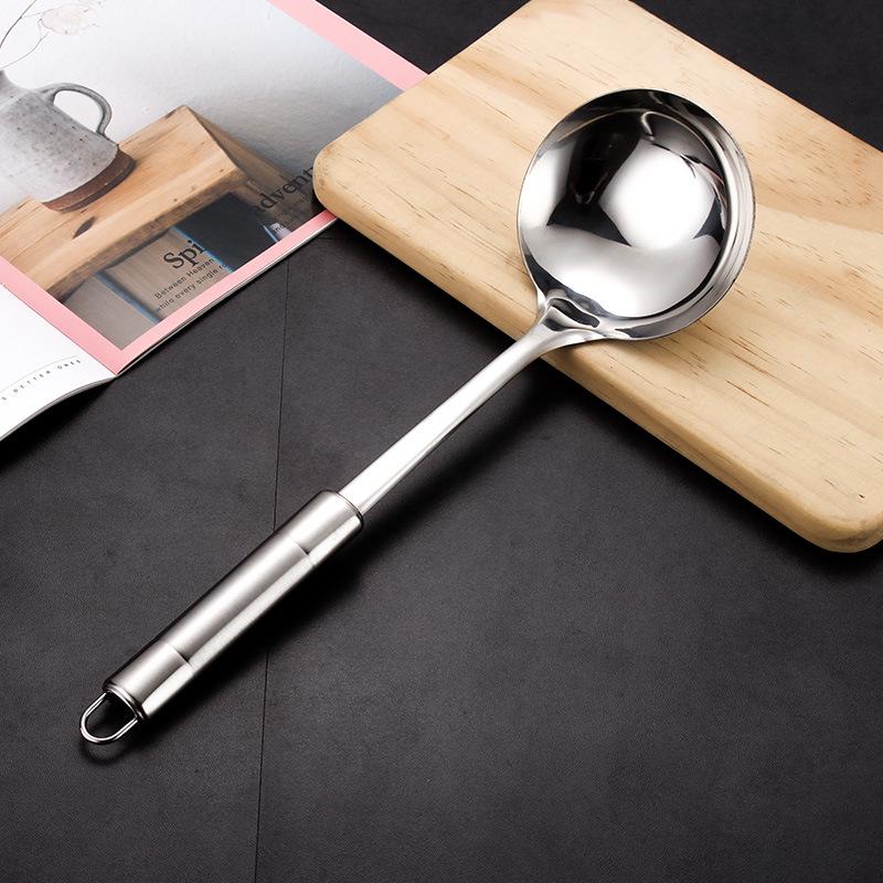 Stainless Steel Kitchen Utensil Set - Frying Spatula, Wok Spatula, Soup Ladle, Slotted Spoon.