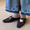 Simple Square Head Woven Hollow Wedge Heel Sandals Women's 2025 Summer Versatile Outer Wear Cross Buckle Bag Head Slippers Women