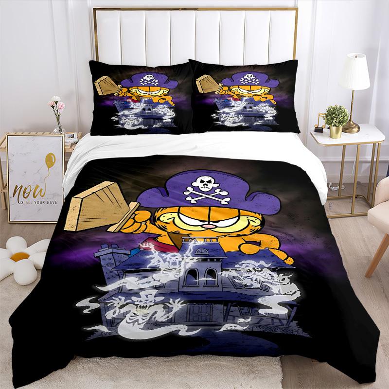 3pcs Pirate Garfield Duvet Cover Set, Includes 1 Duvet Cover and 1/2 Pillowcases (No Insert) yy251104231