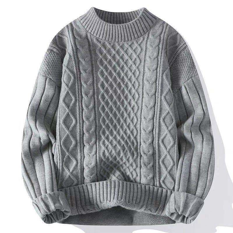 Men's Teen Fleece-Lined Winter Crew Neck Sweater - Warm, Thick, Trendy Knit