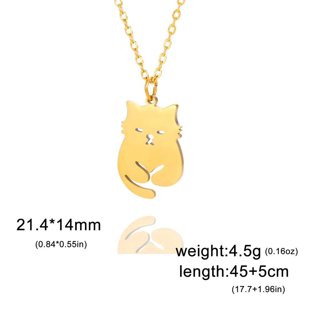 Teamer Cat Kitten Pendant Necklace Stainless Steel Pet Animal Necklace Cute Funny Cat Daily Jewelry for Women Girls No Rust
