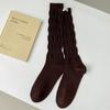 Women's Spring and Fall Vintage Solid Color Tall Drum Pile Calf Cotton Socks