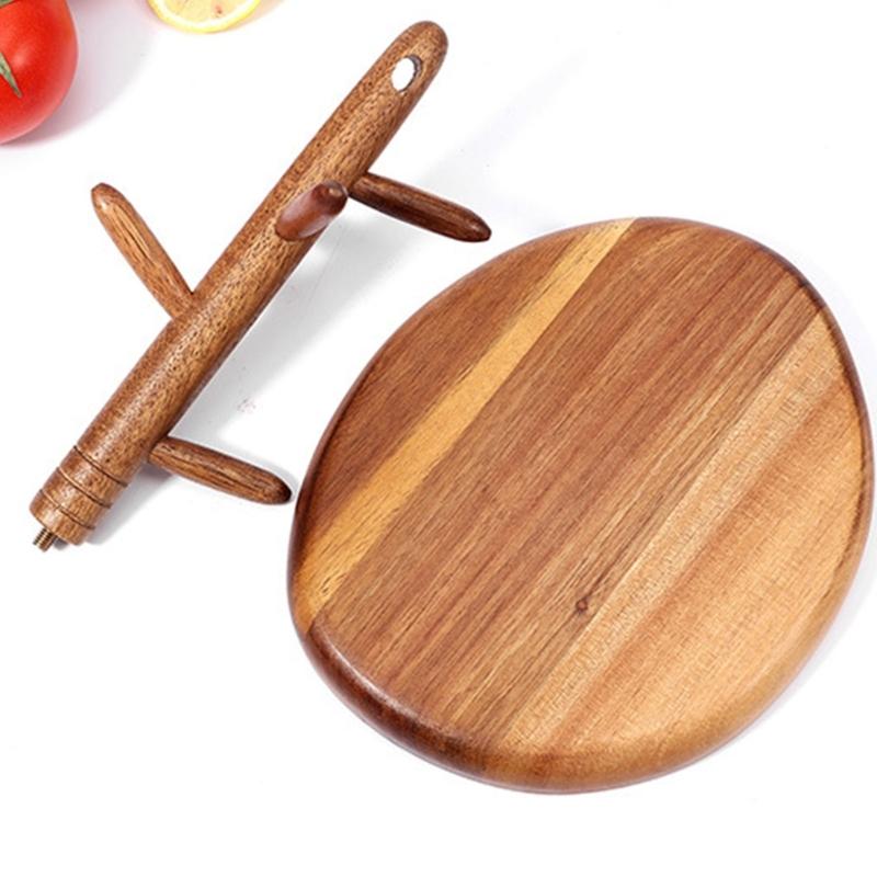 Entryway Key Holder Stand with a Warm Brown Wood Look, 5 Separate Arms, and a Catchall Tray for Frequently Used Personal Accessories