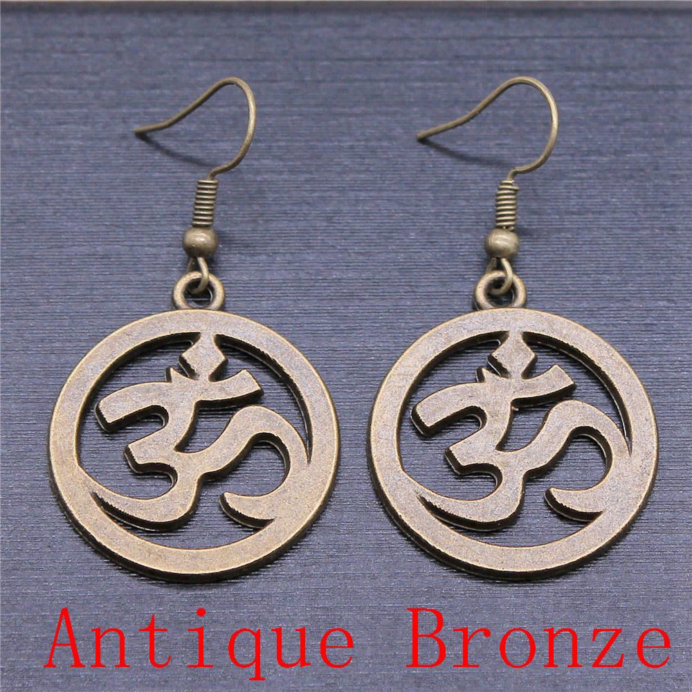 Boucles d'oreilles Symbole Om Yoga Vintage Boucles d'oreilles Mode Pour Femmes Apprêts de Fabrication de Bijoux DIY