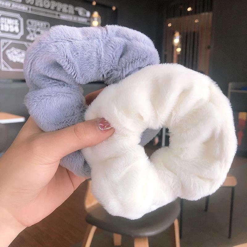 Winter Warm Soft Hair Scrunchies for Women Girls Cute Plush Elastic Multicolor Rubber Band Loop Accessories