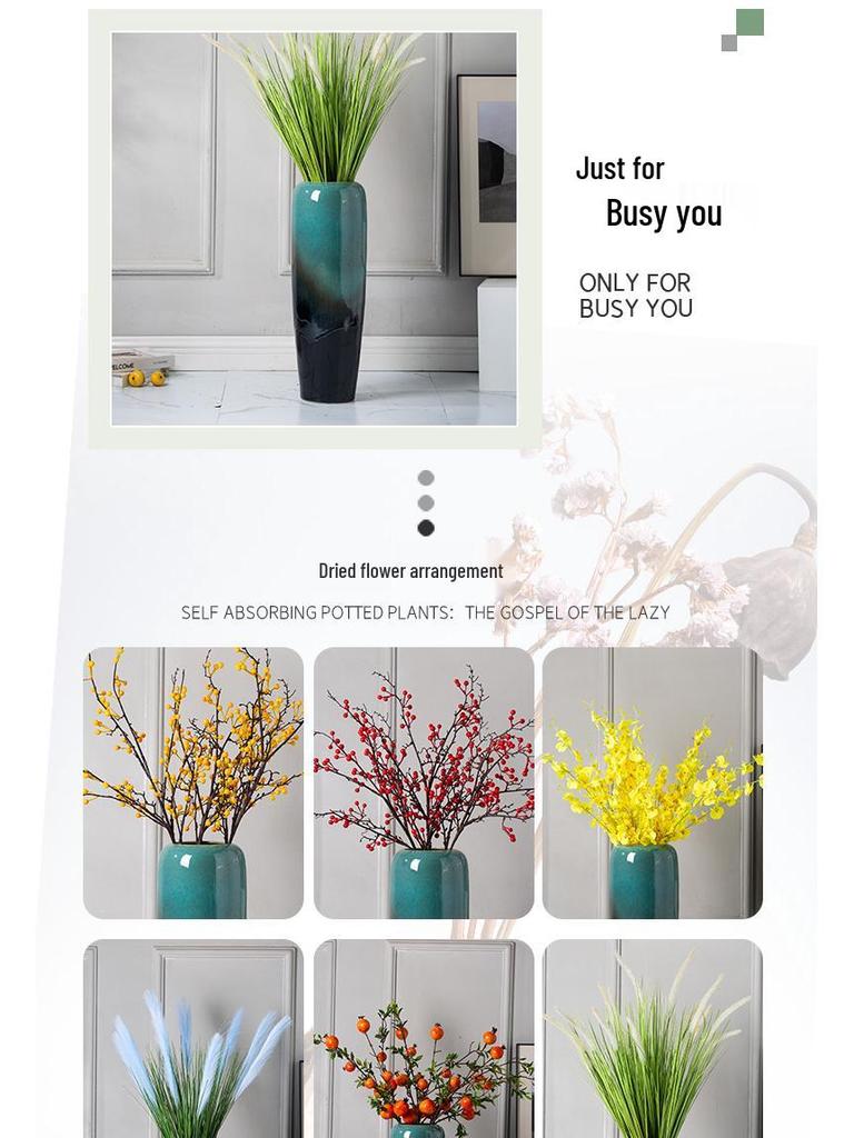 Ceramic Floor Vase for Living Room Dried Flower Arrangement - New Chinese Style Home Decor