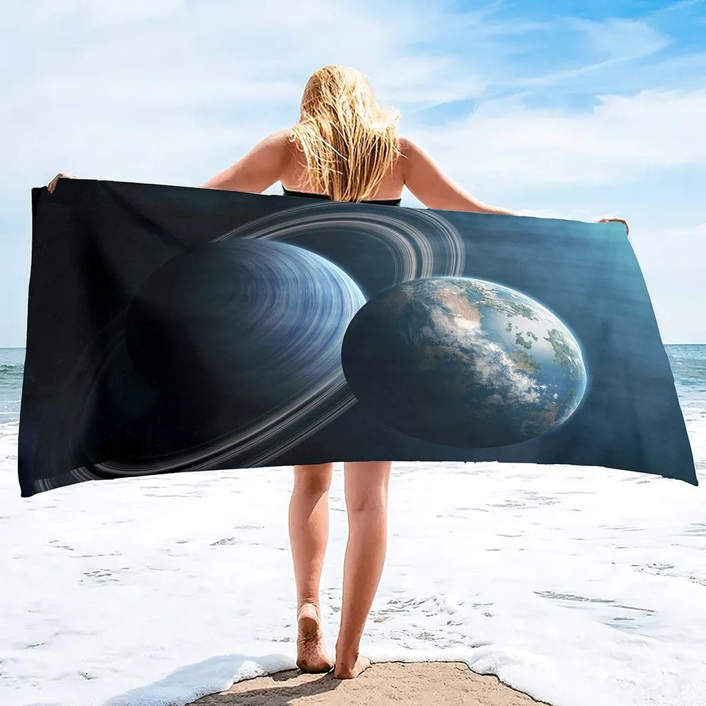 Beach Towel Planet Universe Space Microfiber Beach Towels,Super Absorbent Sand Free Quick Dry Travel/Pool Towel for Kids Adults