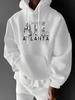 Men's Autumn/Winter Letter Print Hooded Fleece Sweatshirt, Multifunctional Sporty Casual Loose Hooded Sweatshirt