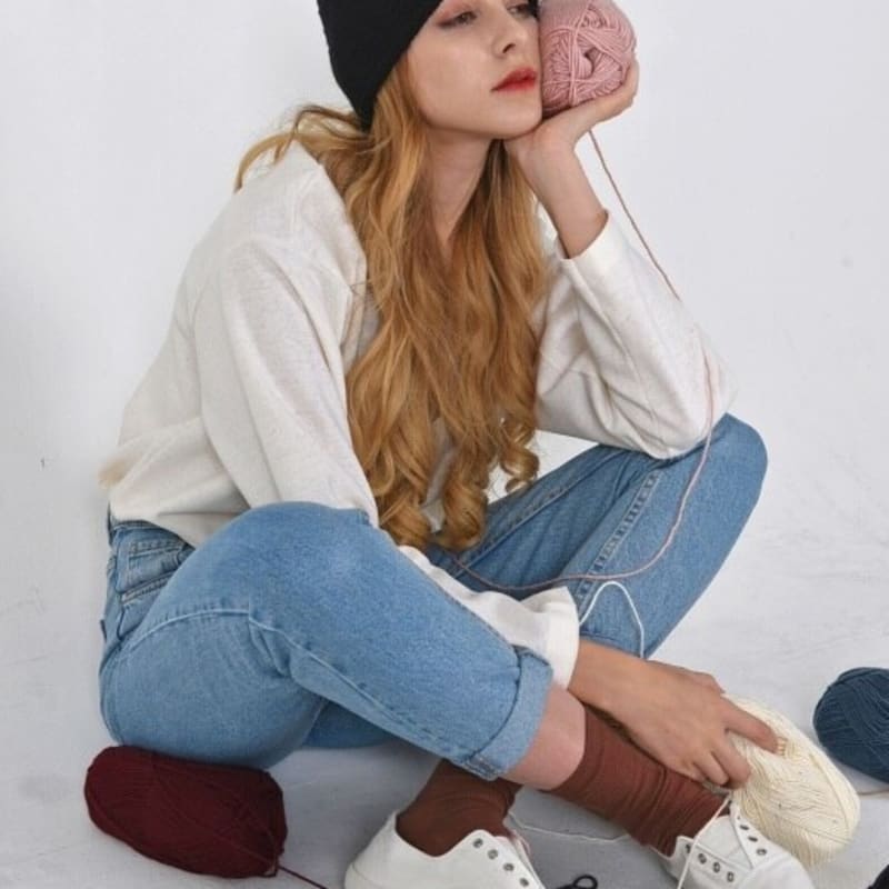 

evance [handmade] momo knit bini_black burgundy