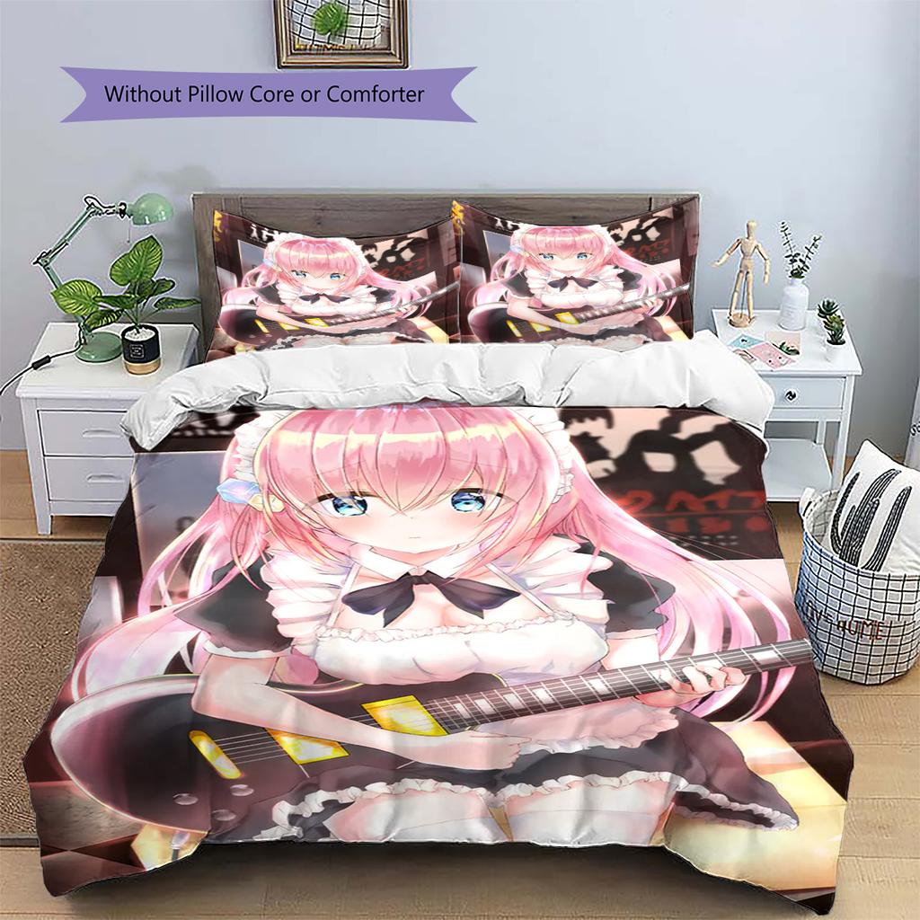 Anime Pattern Bedding Quilt Set Quilt Cover Pillowcase Home Decoration Birthday Gift (1 * duvet cover + 2 * pillowcase, without core)