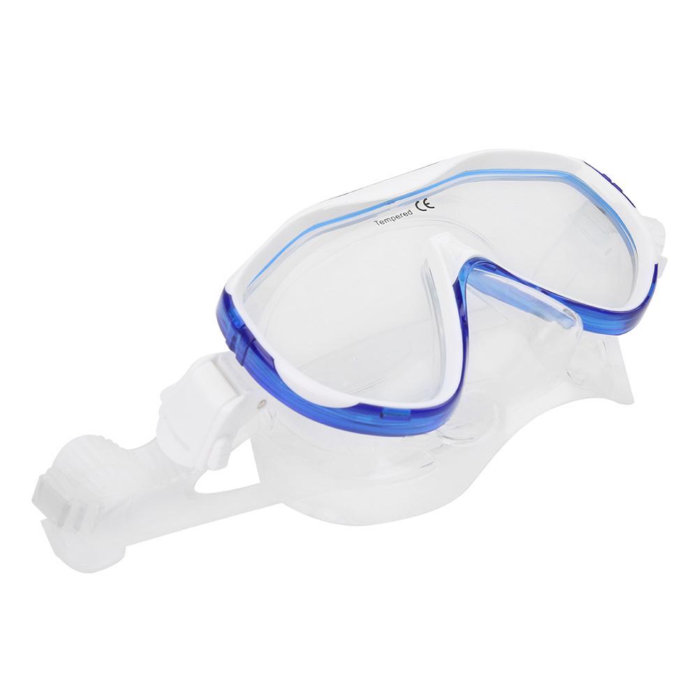 Adult Diving Goggles Face Shield Glasses Silicone Professional Snorkeling Equipments(MK‑102 Blue )