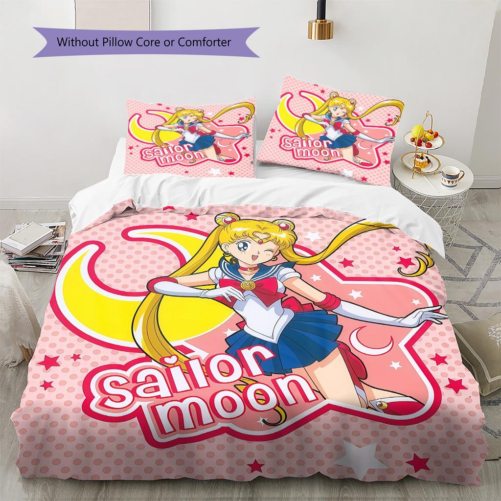Set Copripiumino con Motivo Sailor Moon3 Decorazione per la Casa Regalo (1 * copripiumino + 2 * federe senza imbottitura)