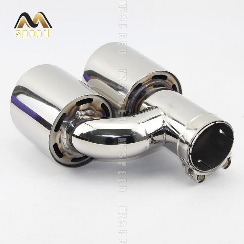 Car Accessories Stainless Steel H Type Double Outlet 101mm 114mm Straight Side Exhaust Pipe Tail Throat