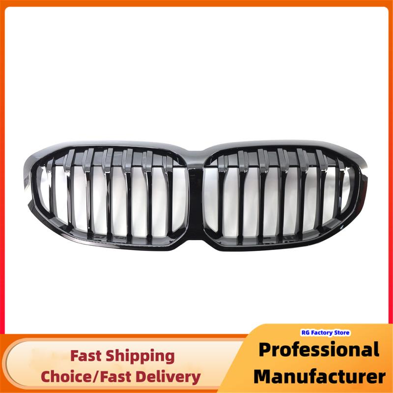 Gloss Black Front Bumper Kidney Racing Grille For BMW F40 1-Series 2019-2023 Single Slat Sport Grill Cover