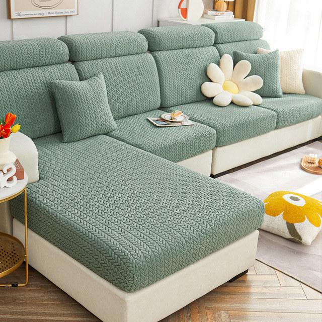 Stretch Sofa Seat Cushion Covers Velvet Jacquard Furniture Protector Couch Slipcover 3 Seater For Cats Dogs Non Slip