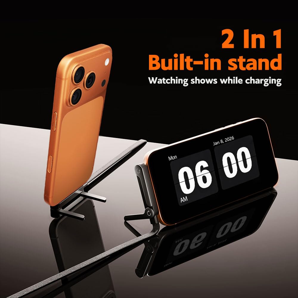 USB-C to USB-C retractable charging cable, 240W fast charging cable, 4.9 feet, with built-in phone stand