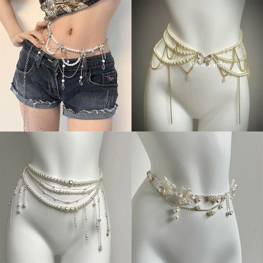 Versatile Pearl Waist Chains Elegant Hip Chain Fashion Body Jewelry  Women