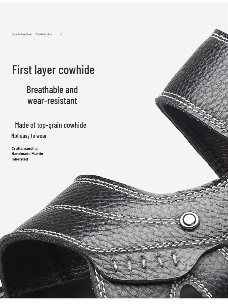 Herren 2024 Echte Rindsleder-Sandalen: Rutschfeste Fahr- & Badeslipper