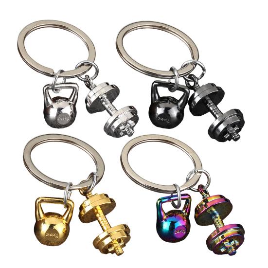 Keychain Pendant Metal Texture Weightlifting Charm Lightweight Portable Key Chain Backpack Bag Accessory