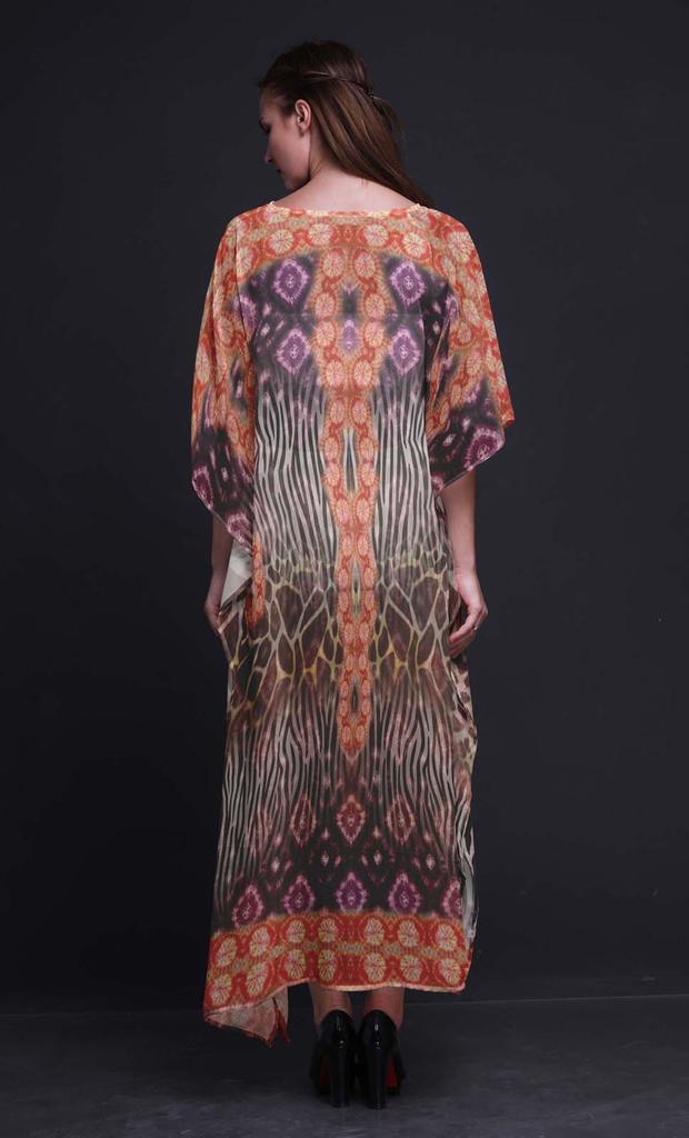 Phagun Giraffe & Zebra Animal Skin Beach Kaftan Bikini Cover up Womena    s Maxi Dress Long