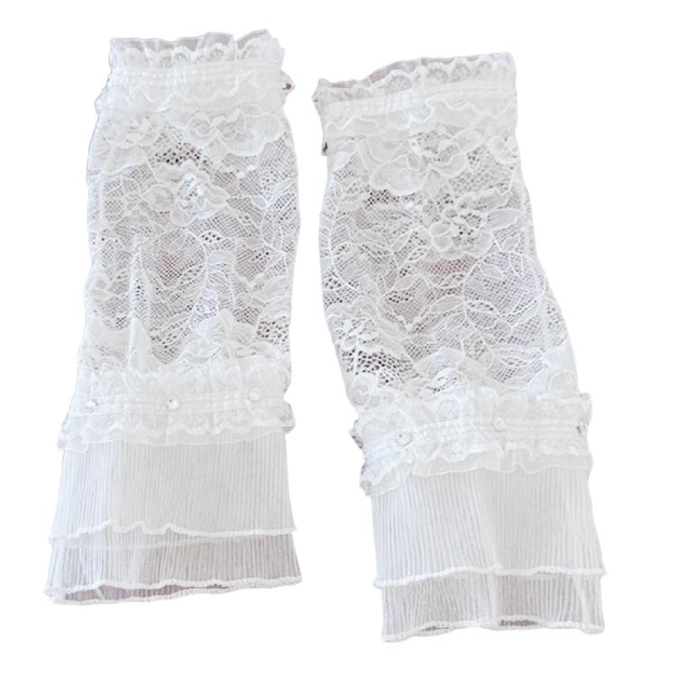 Delicate Rhinestones Embroidered Gloves Soft Nylon Arm Sleeves For Daily Fashion Evening Event