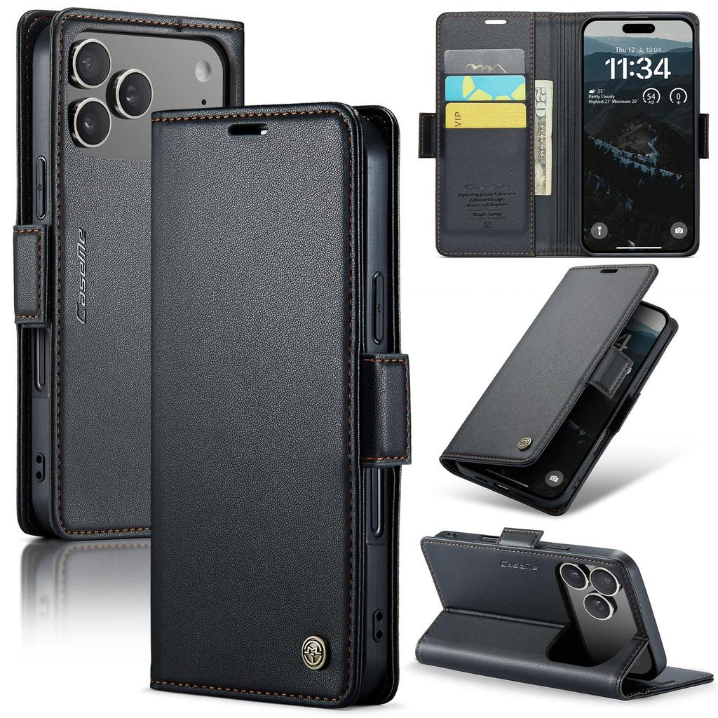 CaseMe-023 Flip Leather Case For iPhone 17 Pro Max Luxury Magnetic Wallet Card Slots Cover Stand Protectives Skins Shell